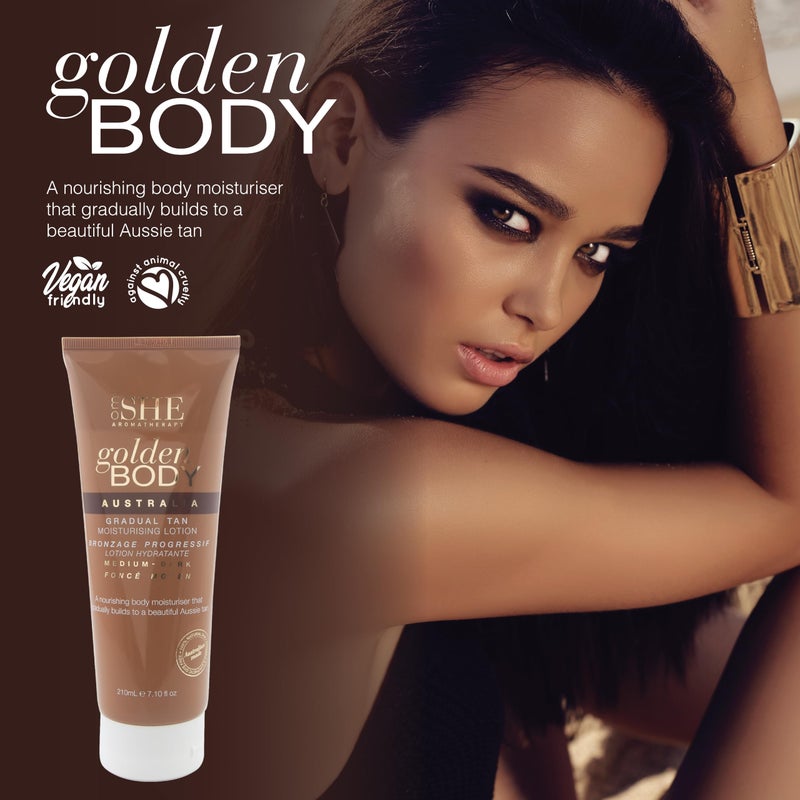 Om SHE Aromatherapy Golden Body Gradual Tan - Medium to Dark - Image 3